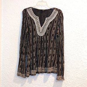 Lucky Brand Black and White Blouse Medium
